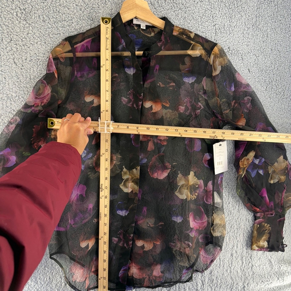 EQUIPMENT Boleyn Button front floral print sheer silk blouse size Small NWT $300 - Picture 10 of 11